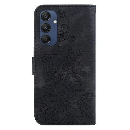 For Samsung Galaxy M35 5G Stand Case Lily Flower Imprint Leather Phone Cover