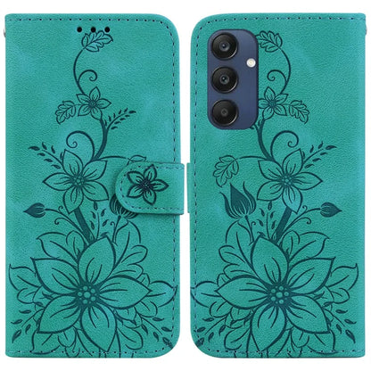 For Samsung Galaxy M35 5G Stand Case Lily Flower Imprint Leather Phone Cover