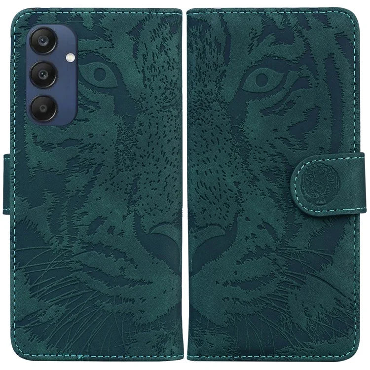 For Samsung Galaxy M35 5G Phone Case Leather Wallet Cover Tiger Imprint