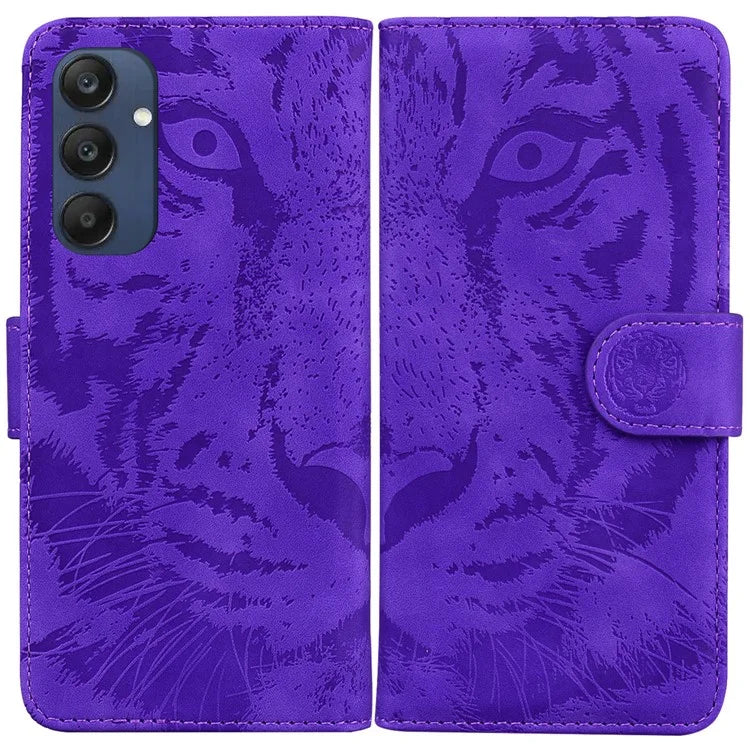 For Samsung Galaxy M35 5G Phone Case Leather Wallet Cover Tiger Imprint