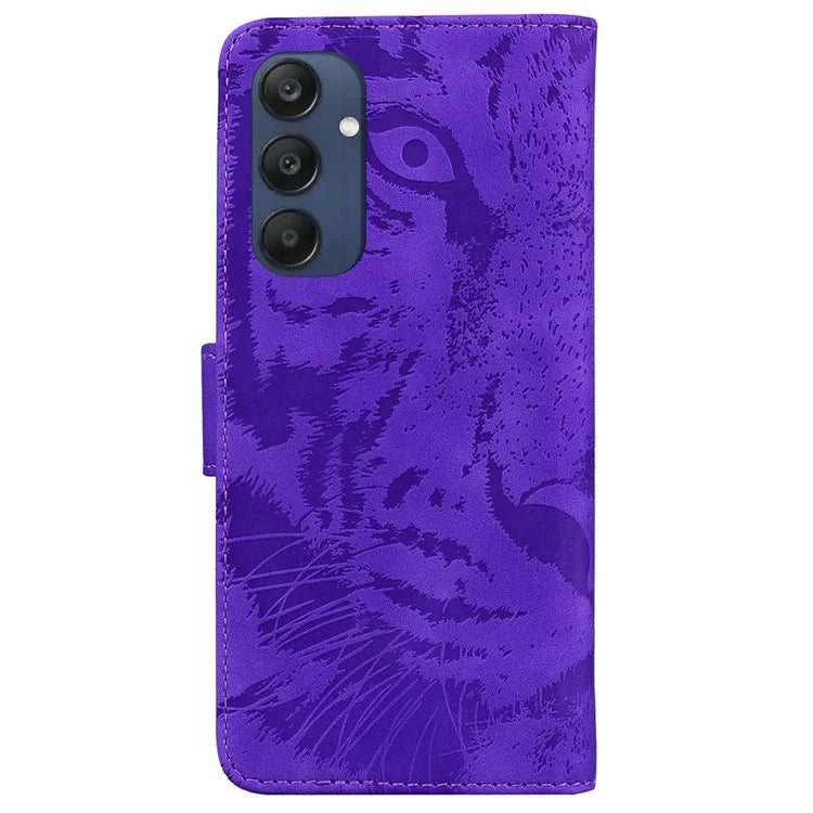 For Samsung Galaxy M35 5G Phone Case Leather Wallet Cover Tiger Imprint