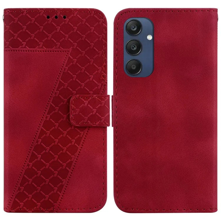 For Samsung Galaxy M35 5G Case 7-Shaped Pattern Imprint Leather Phone Cover