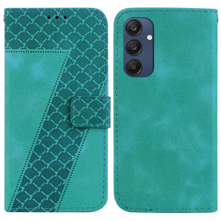 For Samsung Galaxy M35 5G Case 7-Shaped Pattern Imprint Leather Phone Cover