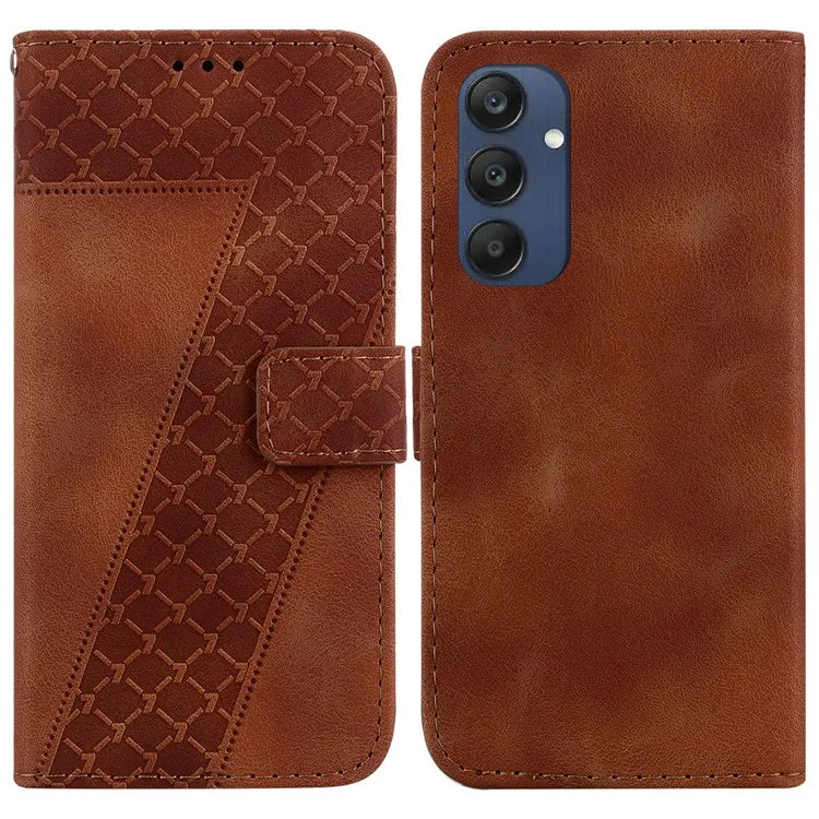 For Samsung Galaxy M35 5G Case 7-Shaped Pattern Imprint Leather Phone Cover