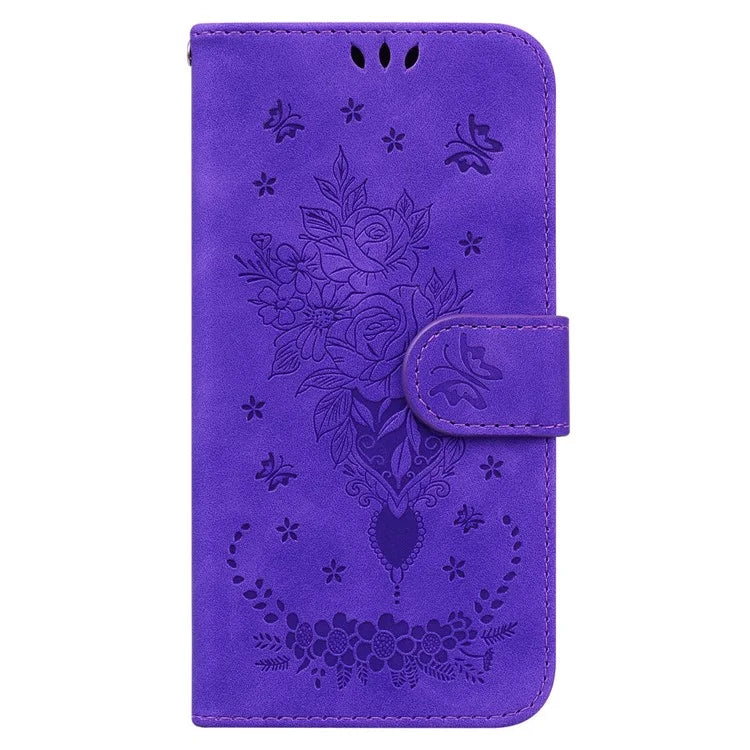 For Samsung Galaxy M35 5G Case Butterfly Flower Imprint PU Leather Wallet Phone Cover