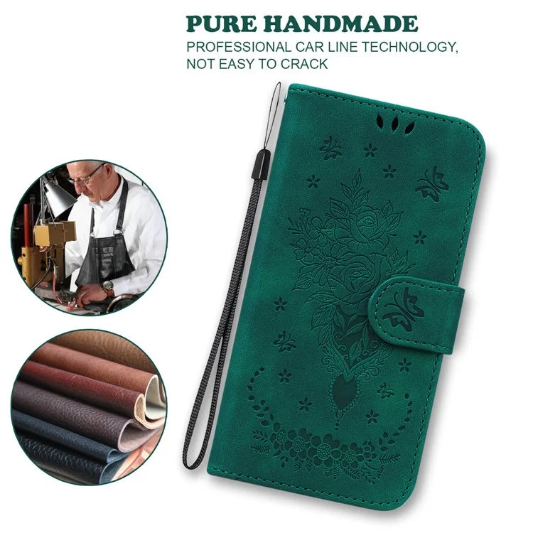 For Samsung Galaxy M35 5G Case Butterfly Flower Imprint PU Leather Wallet Phone Cover