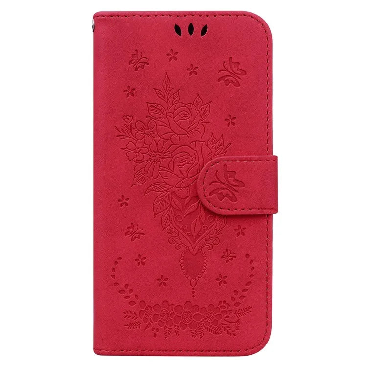 For Samsung Galaxy M35 5G Case Butterfly Flower Imprint PU Leather Wallet Phone Cover