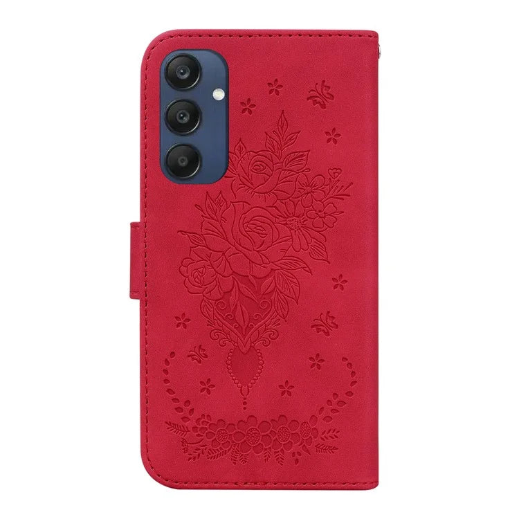 For Samsung Galaxy M35 5G Case Butterfly Flower Imprint PU Leather Wallet Phone Cover