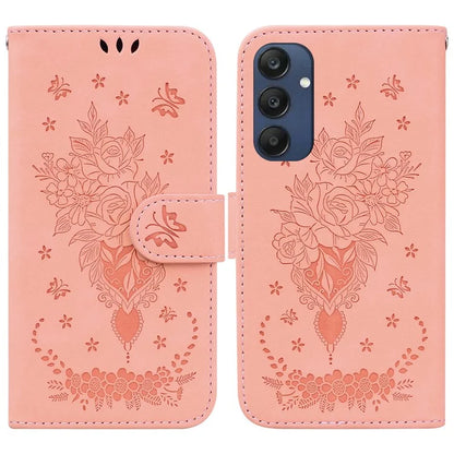 For Samsung Galaxy M35 5G Case Butterfly Flower Imprint PU Leather Wallet Phone Cover