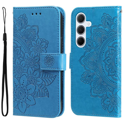 For Samsung Galaxy M35 5G Case Flower Imprint PU Leather Phone Cover with Strap