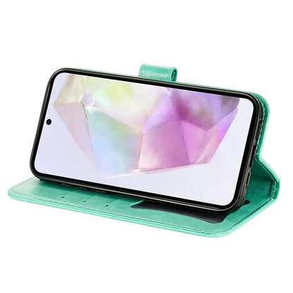 For Samsung Galaxy M35 5G Case Flower Imprint PU Leather Phone Cover with Strap
