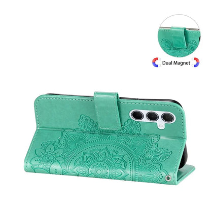 For Samsung Galaxy M35 5G Case Flower Imprint PU Leather Phone Cover with Strap