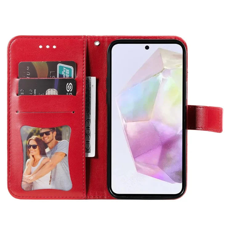 For Samsung Galaxy M35 5G Case Flower Imprint PU Leather Phone Cover with Strap