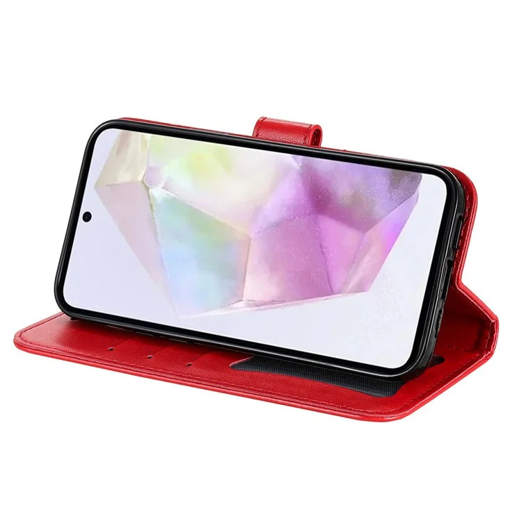 For Samsung Galaxy M35 5G Case Flower Imprint PU Leather Phone Cover with Strap