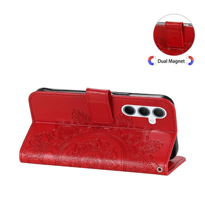 For Samsung Galaxy M35 5G Case Flower Imprint PU Leather Phone Cover with Strap