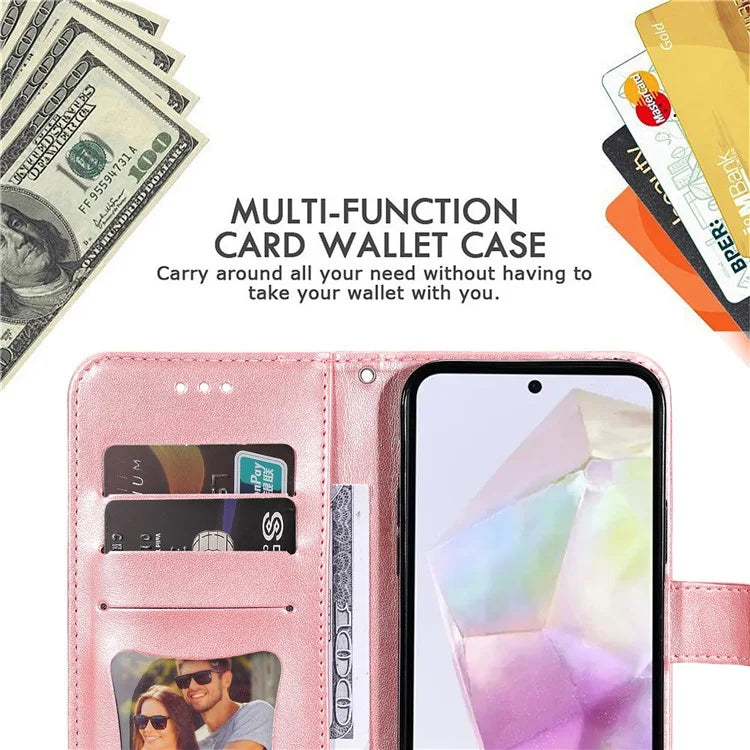 For Samsung Galaxy M35 5G Case Flower Imprint PU Leather Phone Cover with Strap