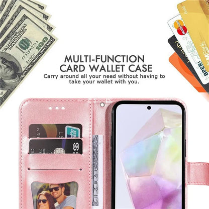 For Samsung Galaxy M35 5G Case Flower Imprint PU Leather Phone Cover with Strap
