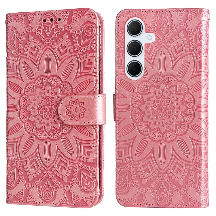 For Samsung Galaxy M35 5G Wallet Case PU Leather Sunflower Phone Cover Stand View