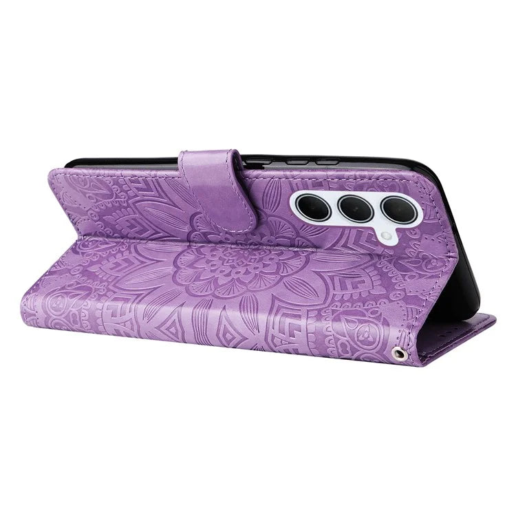 For Samsung Galaxy M35 5G Wallet Case PU Leather Sunflower Phone Cover Stand View