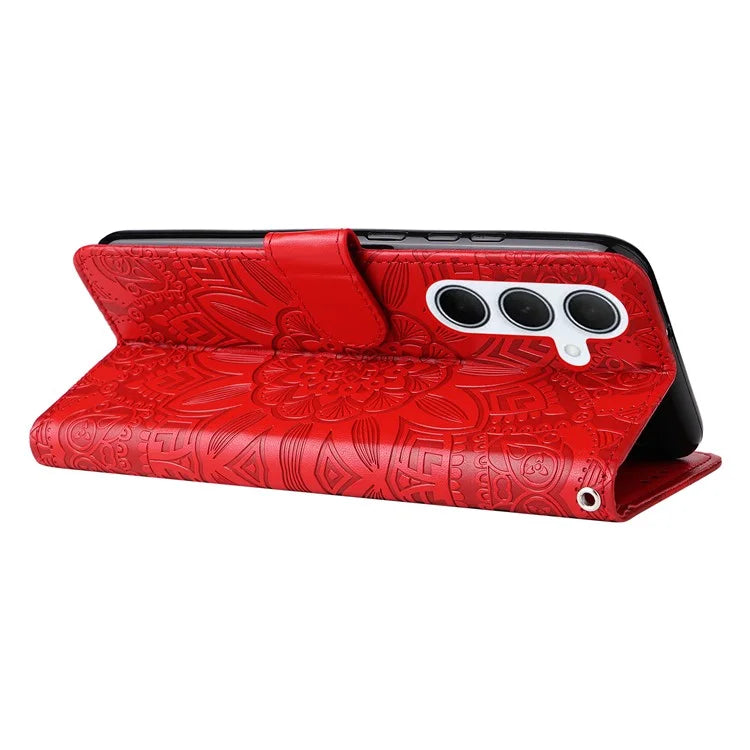 For Samsung Galaxy M35 5G Wallet Case PU Leather Sunflower Phone Cover Stand View