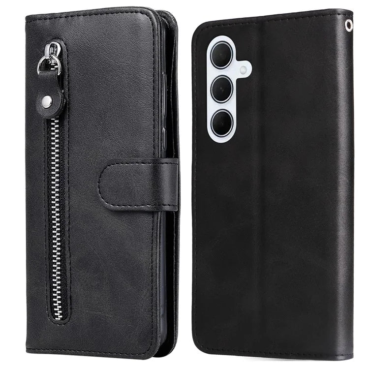 For Samsung Galaxy M35 5G Case Zipper Wallet PU Leather Stand Phone Cover