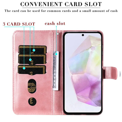 For Samsung Galaxy M35 5G Case Zipper Wallet PU Leather Stand Phone Cover