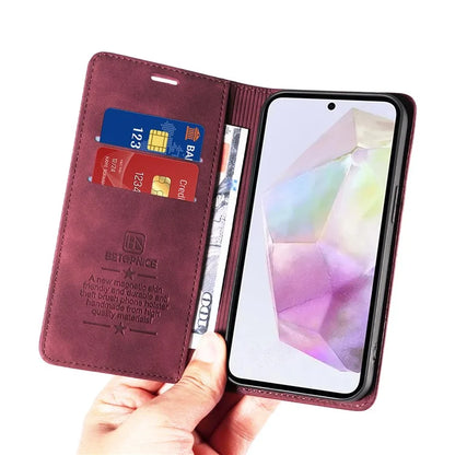 BETOPNICE 003 For Samsung Galaxy M35 5G Leather Case RFID Blocking Wallet Phone Cover