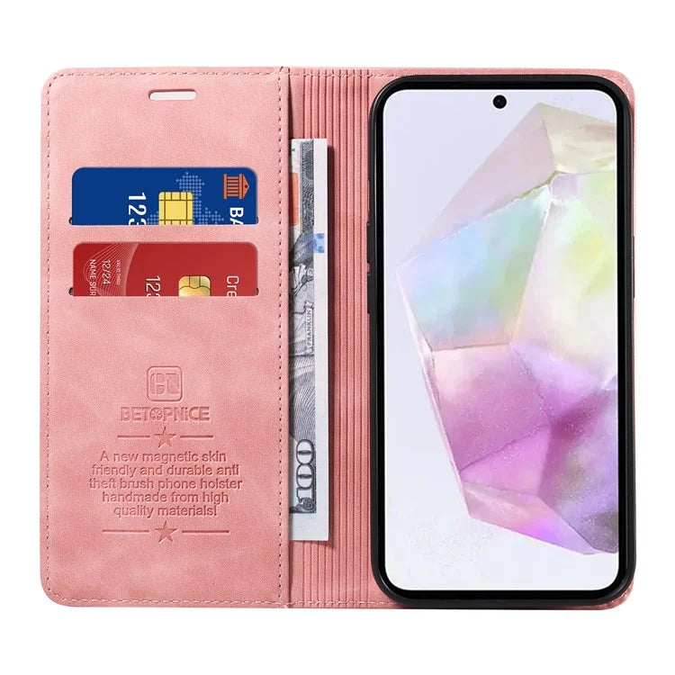 BETOPNICE 003 For Samsung Galaxy M35 5G Leather Case RFID Blocking Wallet Phone Cover