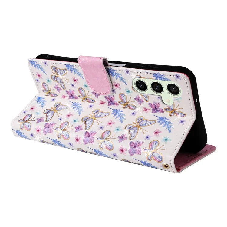 For Samsung Galaxy S24 FE Case RFID Blocking Flower Leather Phone Cover