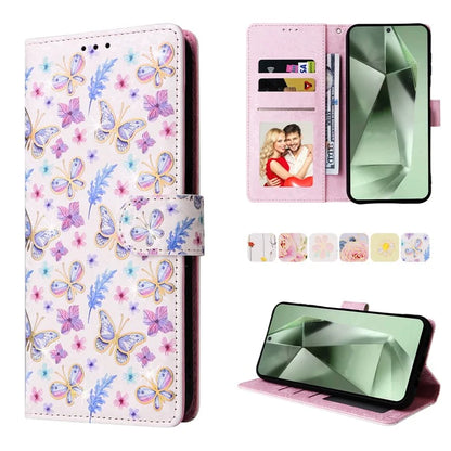 For Samsung Galaxy S24 FE Case RFID Blocking Flower Leather Phone Cover