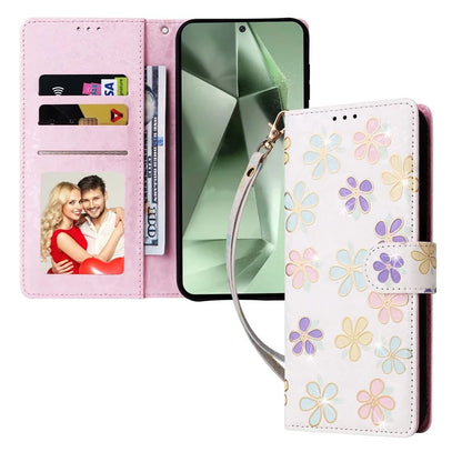 For Samsung Galaxy S24 FE Case RFID Blocking Flower Leather Phone Cover
