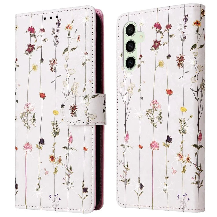 For Samsung Galaxy S24 FE Case RFID Blocking Flower Leather Phone Cover