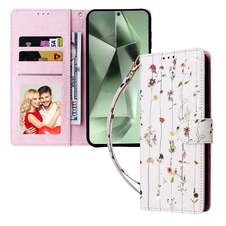 For Samsung Galaxy S24 FE Case RFID Blocking Flower Leather Phone Cover