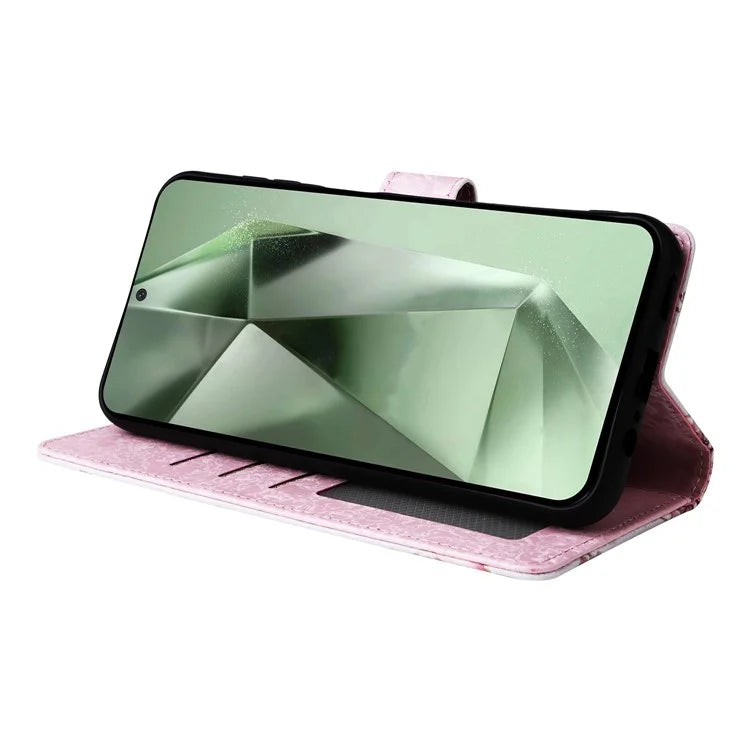 For Samsung Galaxy S24 FE Case RFID Blocking Flower Leather Phone Cover
