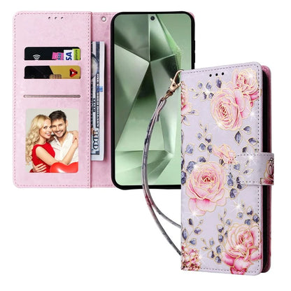 For Samsung Galaxy S24 FE Case RFID Blocking Flower Leather Phone Cover