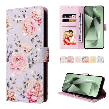 For Samsung Galaxy S24 FE Case RFID Blocking Flower Leather Phone Cover