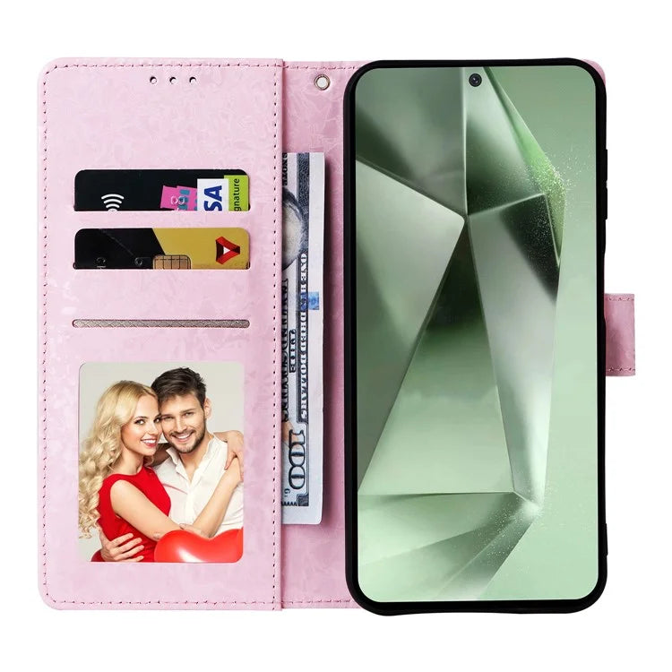 For Samsung Galaxy S24 FE Case RFID Blocking Flower Leather Phone Cover