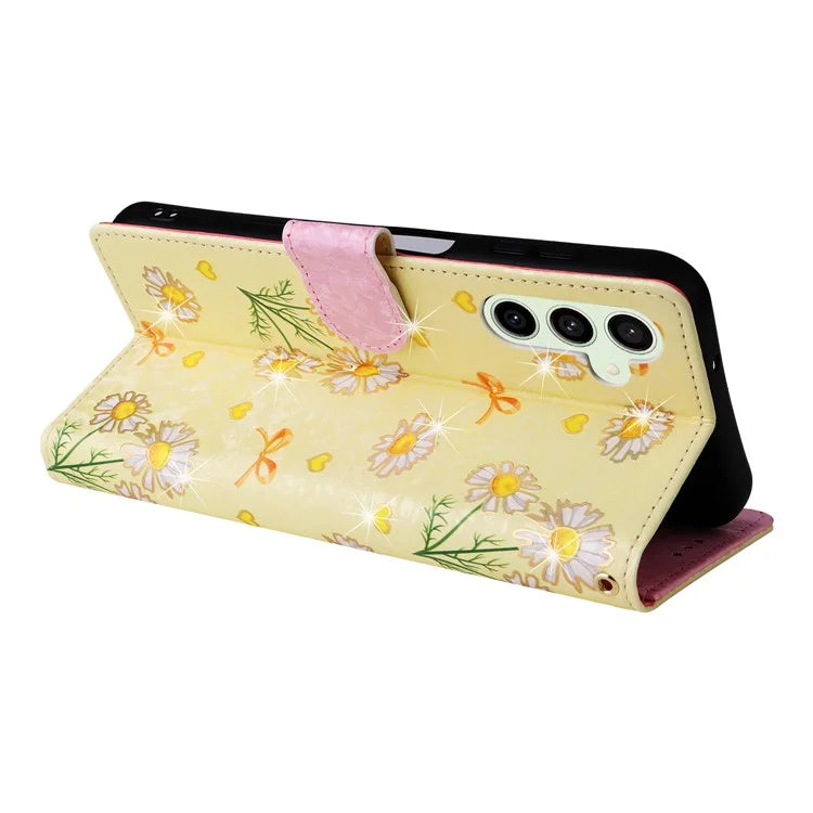 For Samsung Galaxy S24 FE Case RFID Blocking Flower Leather Phone Cover
