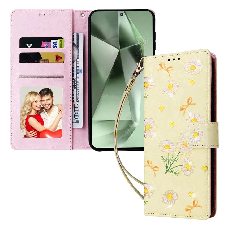 For Samsung Galaxy S24 FE Case RFID Blocking Flower Leather Phone Cover