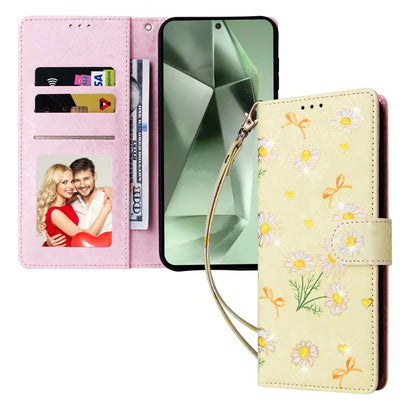For Samsung Galaxy S24 FE Case RFID Blocking Flower Leather Phone Cover