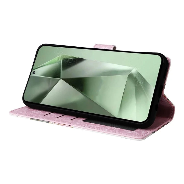 For Samsung Galaxy S24 FE Case RFID Blocking Flower Leather Phone Cover