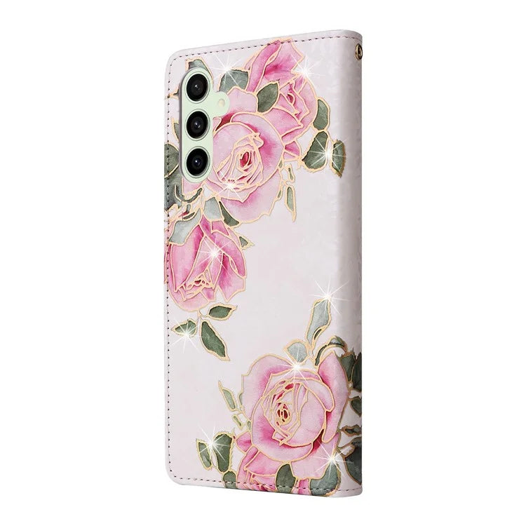 For Samsung Galaxy S24 FE Case RFID Blocking Flower Leather Phone Cover