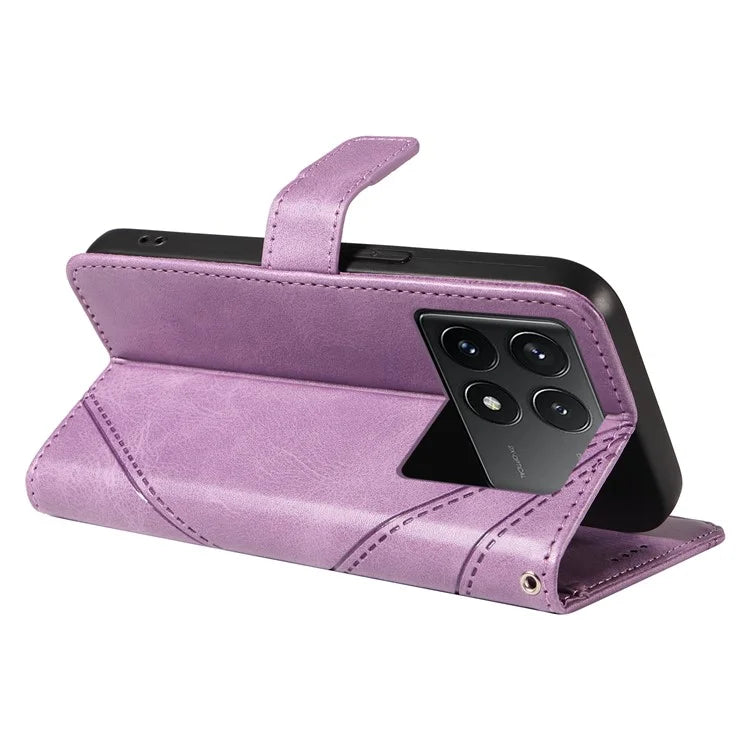 For Xiaomi Poco F6 Pro 5G / Redmi K70 5G / K70 Pro 5G Case Line Spliced PU Leather Phone Cover