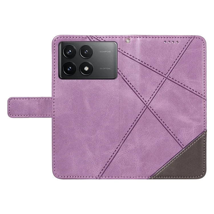 For Xiaomi Poco F6 Pro 5G / Redmi K70 5G / K70 Pro 5G Case Line Spliced PU Leather Phone Cover