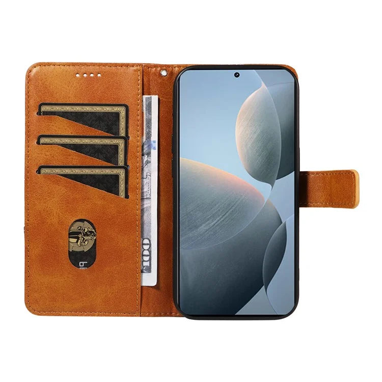For Xiaomi Poco F6 Pro 5G / Redmi K70 5G / K70 Pro 5G Case Line Spliced PU Leather Phone Cover
