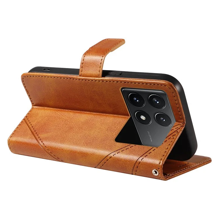 For Xiaomi Poco F6 Pro 5G / Redmi K70 5G / K70 Pro 5G Case Line Spliced PU Leather Phone Cover
