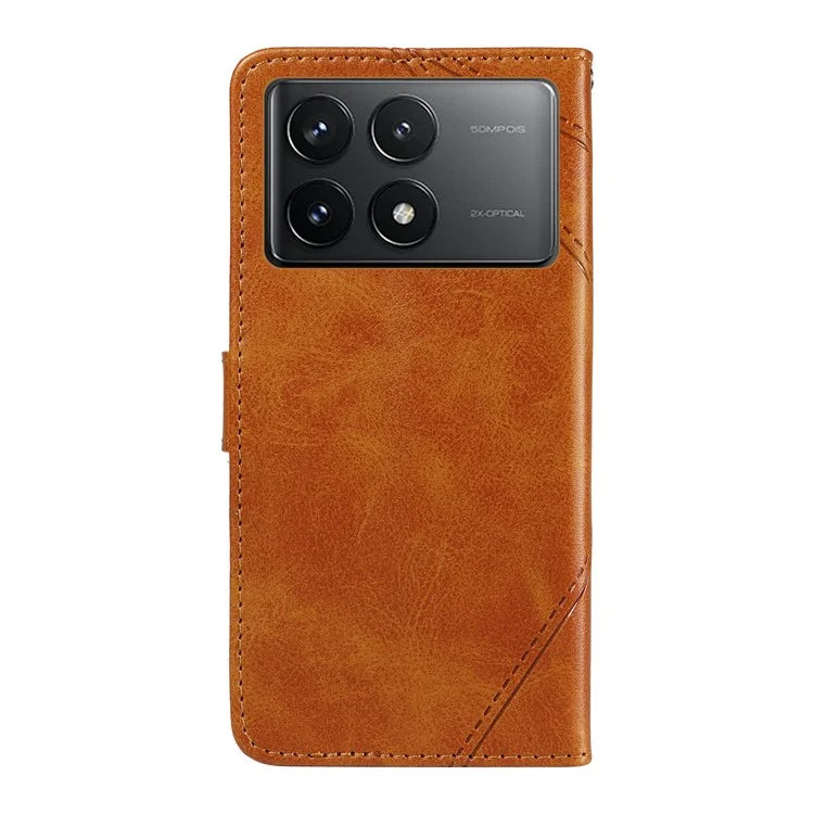 For Xiaomi Poco F6 Pro 5G / Redmi K70 5G / K70 Pro 5G Case Line Spliced PU Leather Phone Cover