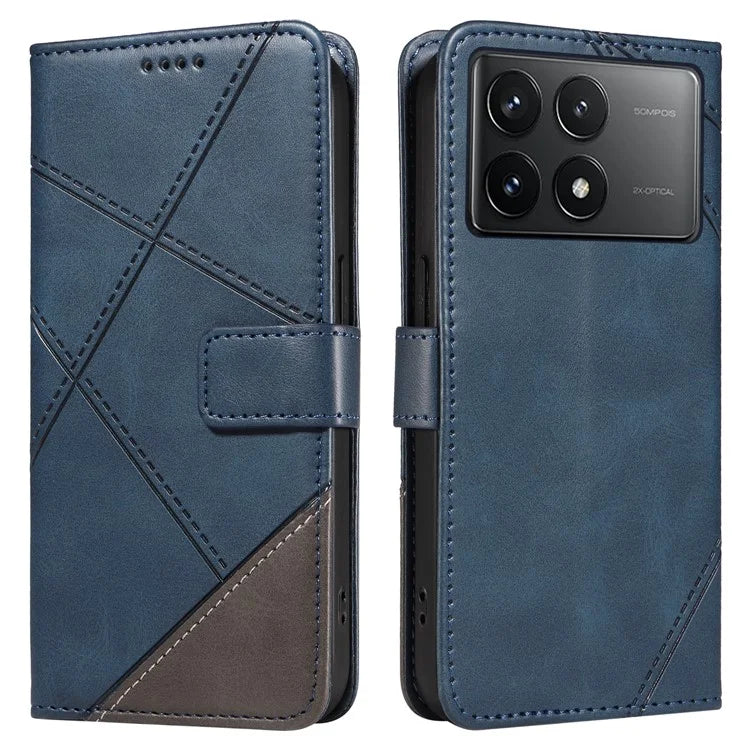 For Xiaomi Poco F6 Pro 5G / Redmi K70 5G / K70 Pro 5G Case Line Spliced PU Leather Phone Cover