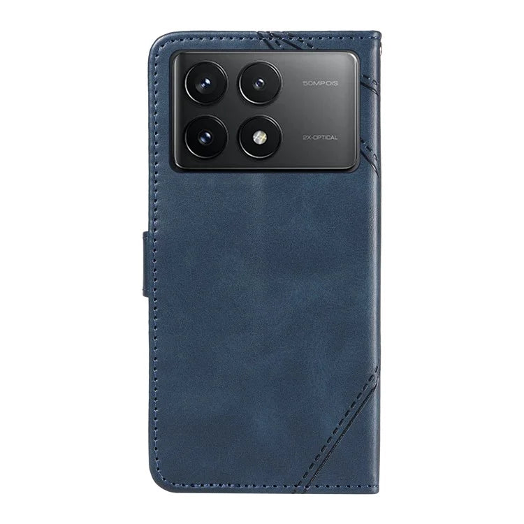 For Xiaomi Poco F6 Pro 5G / Redmi K70 5G / K70 Pro 5G Case Line Spliced PU Leather Phone Cover
