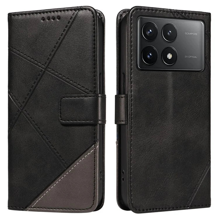 For Xiaomi Poco F6 Pro 5G / Redmi K70 5G / K70 Pro 5G Case Line Spliced PU Leather Phone Cover
